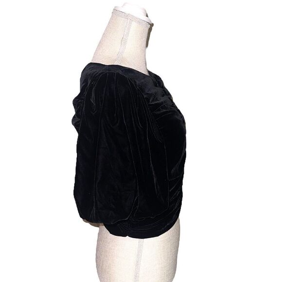 Zara Bloggers Favorite Black Velvet Ruched Ballon Sleeve Top - Picture 8 of 14